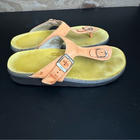 SAS Tripad Sanibel Leather Slip On Flip Flop Thong Sandal Womens Orange 8M - Picture 5 of 10